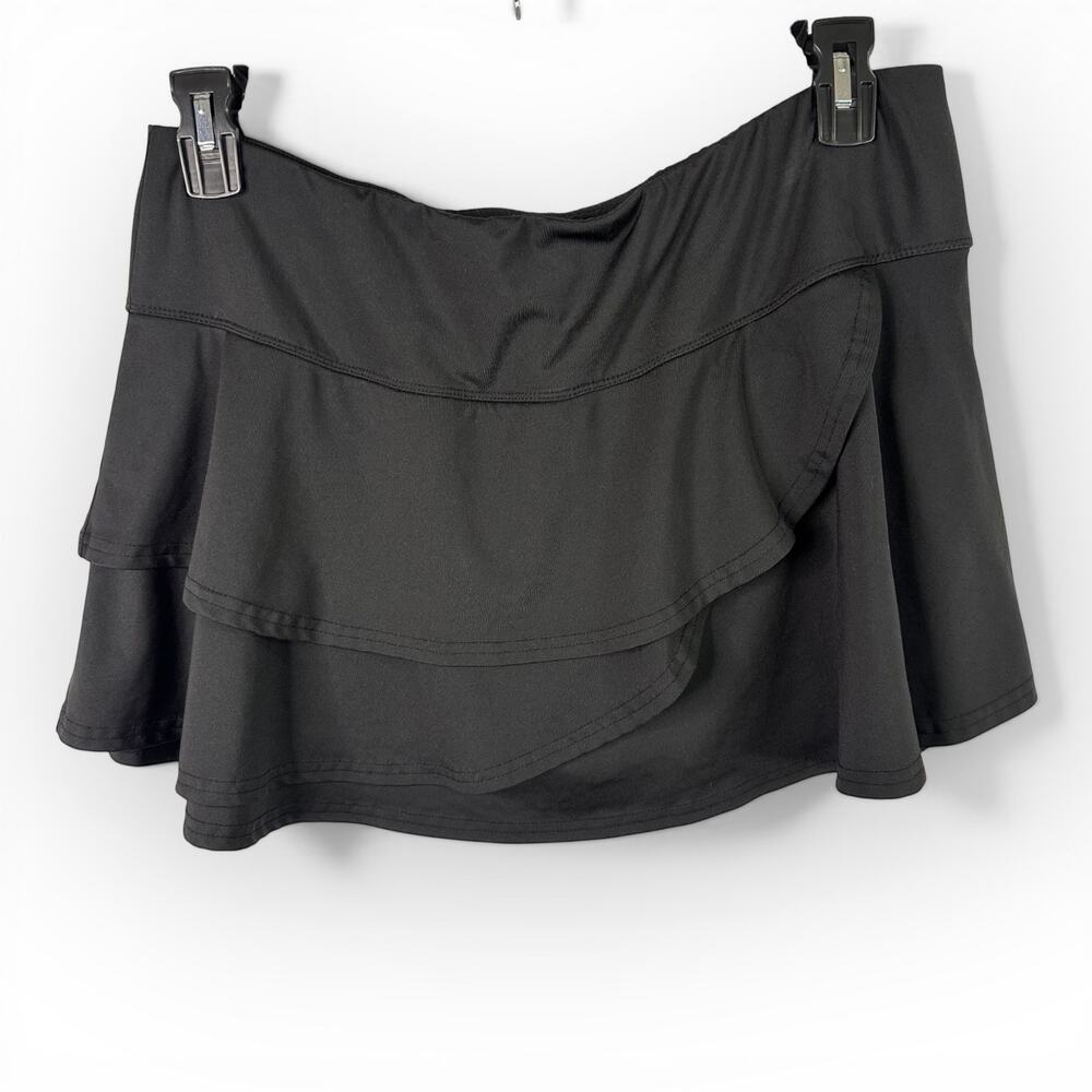 Bolle Womens XL High Performance Pleated Layered Skort Black Golf Tennis Sporty